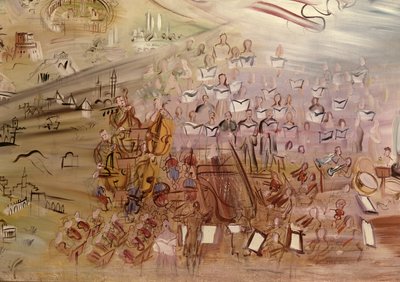 A História da Eletricidade, estudo para La Fee Electricite, pormenor da secção esquerda representando a orquestra de Raoul Dufy