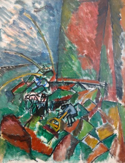 Com redes de arrasto na ponte do Havre de Raoul Dufy