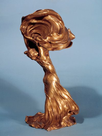 Stand de lâmpadas representando a bailarina americana Loie Fuller (1862-1928) feito por François Raoul Larche (1860-1912) 1900 Paris, artes decorativas de Raoul-Francois Larche