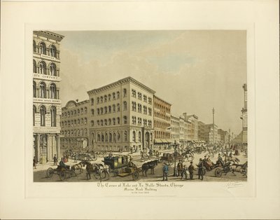 Corner of Lake and La Salle Streets, Chicago, Marine Bank Building no ano de 1864 de Raoul Varin