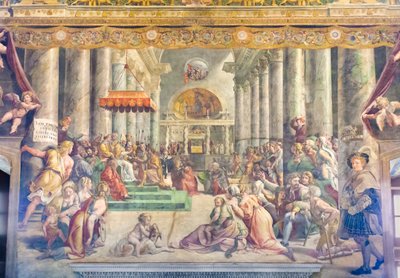 A Doação de Constantino, cerca de 1520 de Raphael (1483 1520) (& studio)