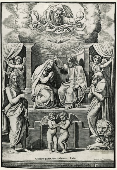 Coroação da Virgem na presença de São João Baptista e São Jerónimo de Raphael (1483 1520) (after)
