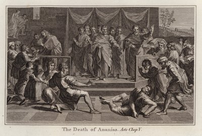 Desenho animado do Raphael: A Morte de Ananias, Atos, Cap V (gravura) de after Raphael