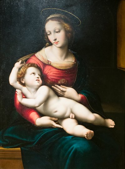 Virgem com Criança, depois de Rafael (óleo sobre painel) de Raphael (1483 1520) (after)