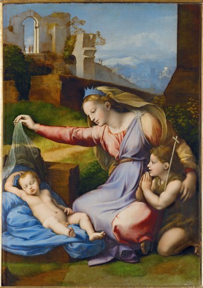 La Vierge au diademe bleu - A Virgem com a coroa azul ... de Raphael (1483-1520)
