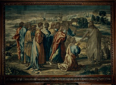A Carga de Cristo para São Pedro, oficina de Mortlake de after Raphael