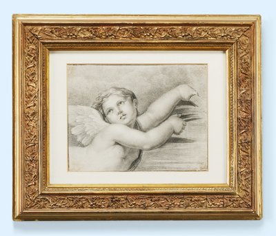 Cabeça de um putto (giz preto no papel) de after Raphael