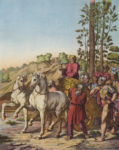 Herodes o Grande torna-se Rei da Judéia como vassalo dos romanos (cor litho) de after Raphael