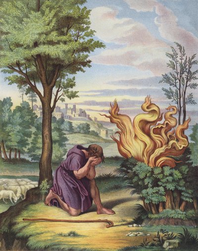 Moses and the Burning Bush (cor litho) de after Raphael