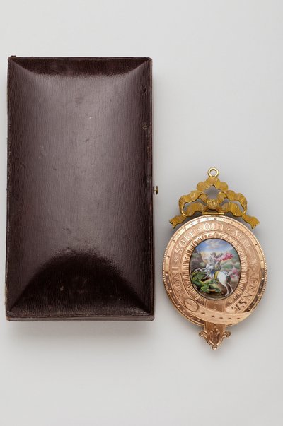 Ordem da Jarreteira - o Jorge Menor - Reverso do pingente, com uma miniatura em esmalte de São Jorge lutando contra o dragão (1800-1850) de after Raphael
