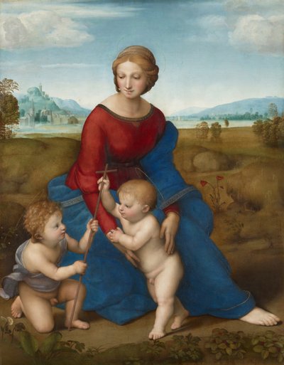 Madonna in the Meadow, c.1506 (óleo sobre madeira) de Raphael (1483-1520)