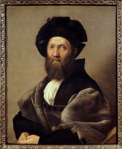 Retrato de Balthazar (Baldassare) Castiglione (1478-1529) Escritor e diplomata italiano. Pintura de Raffaello Sanzio dit Raphael (1483-1520) de Raphael