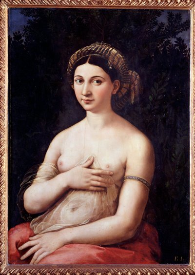 Retrato de uma jovem senhora (La Fornarina) - Óleo sobre madeira de Raphael