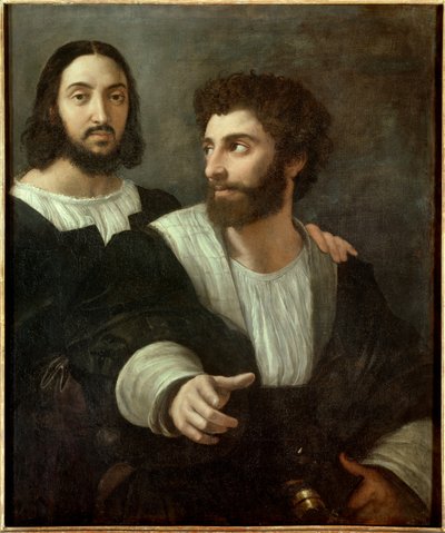 Retrato do artista com um amigo. Raffaello Sanzio dit Raphael (1483-1520) de Raphael