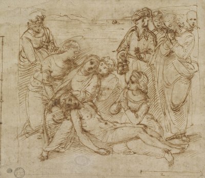 A Lamentação (caneta e tinta marrom em papel branco) de Raphael