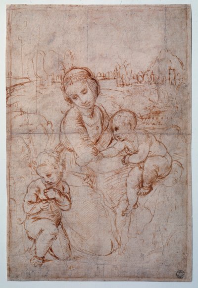 O Estudo da Virgem do Príncipe Esterhazy - Desenho, c.1507-1508 de Raphael