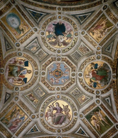 Teto em Stanza della Segnatura, ca 1510-1511. de Raphael