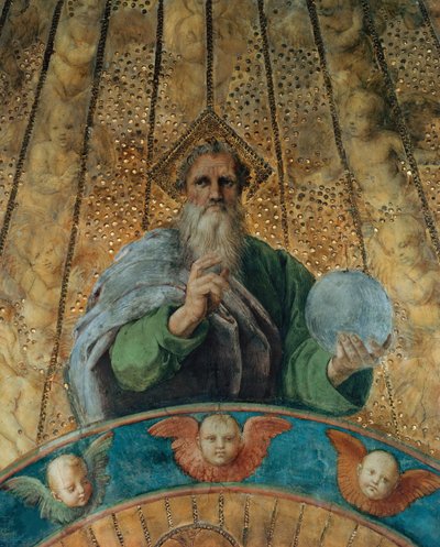 Disputa. Detalhe: Deus Pai. Fresco na Stanza della Segnatura, ca 1510-1511. de Raphael