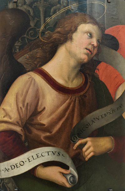Francês: Ange tenant un phylactère Anjo segurando um filactério de Raphael