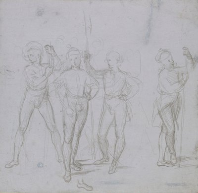Grupo de quatro soldados em pé, c1503. de Raphael