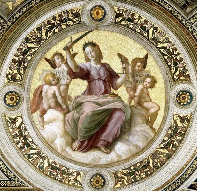 Lady Justice Fresco na Stanza della Segnatura, ca 1510-1511. de Raphael