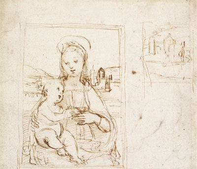 Estudo para um retrato da Virgem com o Menino, c1500-1504 de Raphael
