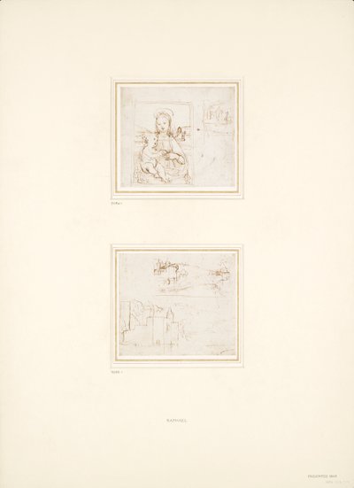 Dois Esboços de Paisagens separados, 1500-1504 de Raphael