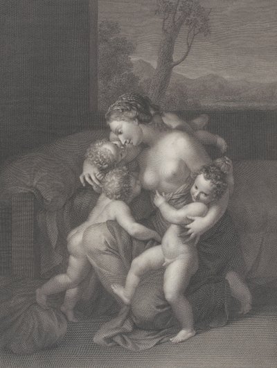 Caridade com três filhos pequenos, 1795. de Raphael Morghen