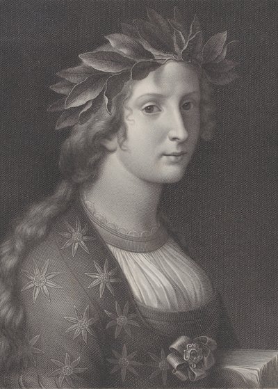 Poesia, uma mulher com uma coroa de louros, 1827 de Raphael Morghen