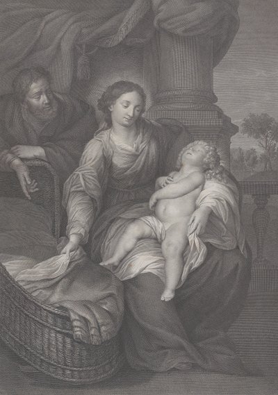 A Sagrada Família, com o Menino Jesus dormindo no colo da Virgem, 1786 de Raphael Morghen