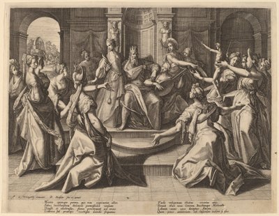 Salomão levado à idolatria por suas esposas, 1589. de Raphael Sadeler