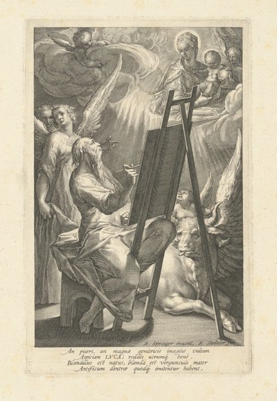 São Lucas pintando a Virgem de Raphael Sadeler I, after Bartholomaeus Spranger