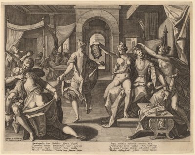 Sardanapalus among the Concubines de Raphael Sadeler I after Joos van Winghe