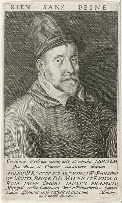 Retrato do Compositor Philippe de Monte 1521-1603, 1594 de Raphael Sadeler the Elder
