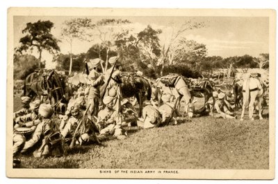 Sikhs do exército indiano na França, 1914-15 (foto sépia) de Raphael Tuck and Sons