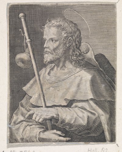Apóstolo Tiago, o Maior Cristo, Maria e os Doze Apóstolos (título da série) de Raphaël Sadeler (I)