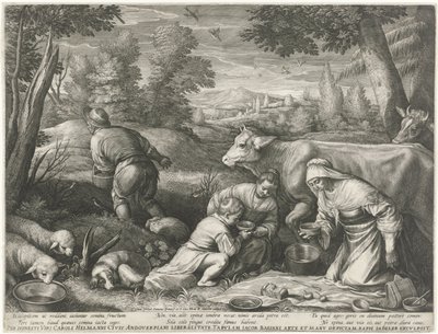 A pequena ordenhadora
Refeição num prado de Raphaël Sadeler (I)