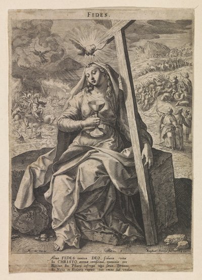 Acreditar Fides (título no objeto) Seis Virtudes Cristãs (título da série) de Raphaël Sadeler (I)