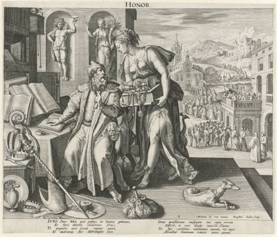 De meia-idade sob a influência da honra
Honra (título sobre o objecto)
As quatro idades (título da série) de Raphaël Sadeler (I)