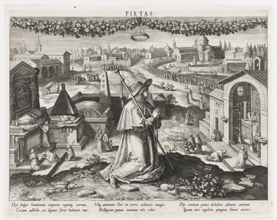 Pietas como a personificação da piedade
Pietas (título sobre o objecto)
Principais ocupações de um príncipe (título da série)
Esquema, seu speculum principum (título da série) de Raphaël Sadeler (I)