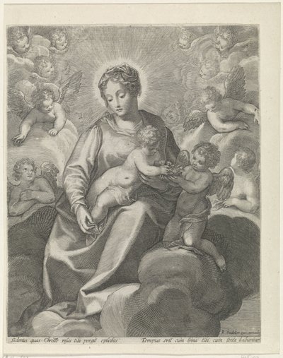 Maria com o Menino Cristo nas nuvens de Raphaël Sadeler (II)