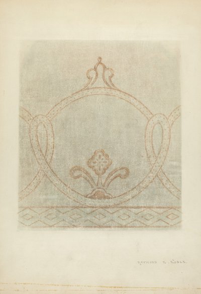 Desenho de restauro de pintura mural, c. 1940. de Raymond E. Noble