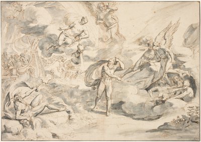 Éolo Obedecendo o Comando Junos para Criar uma Tempestade, c.1683-84 (caneta e tinta com tinta no papel) de Raymond Lafage