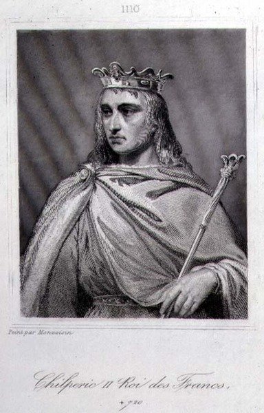 Chilperic II (c.675-721) Rei da Neústria (gravura) de Raymond Quinsac (after) Monvoisin