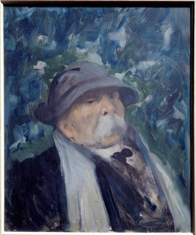 Retrato de Georges Clemenceau (1841-1929) político. Pintura de Raymond Woog (1875-1949), século XX. Óleo sobre madeira. Dim: 0,45 x 0,38m. Paris, Musee Carnavalet. Cuidado! A utilização desta obra pode ser sujeita a um pedido de autorização de terceiros ou de Raymond Woog