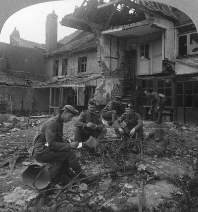 Casas danificadas pelo fogo alemão, Ypres saliente, Bélgica, Primeira Guerra Mundial, c1914-c1918 de Realistic Travels Publishers