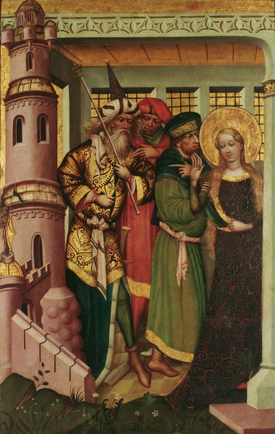 St. Bárbara é conduzida até a torre de Regensburger Maler