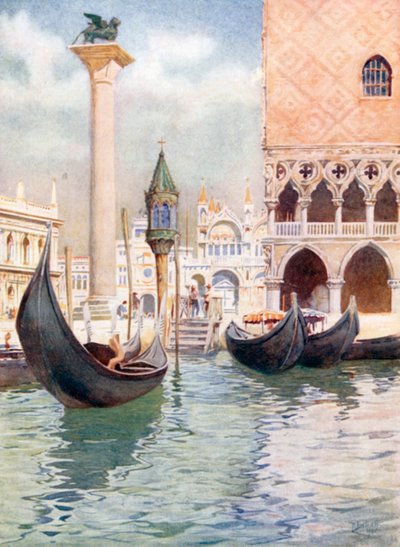 O Santuário dos Gondoliers (litografia a cores) de Reginald Barratt