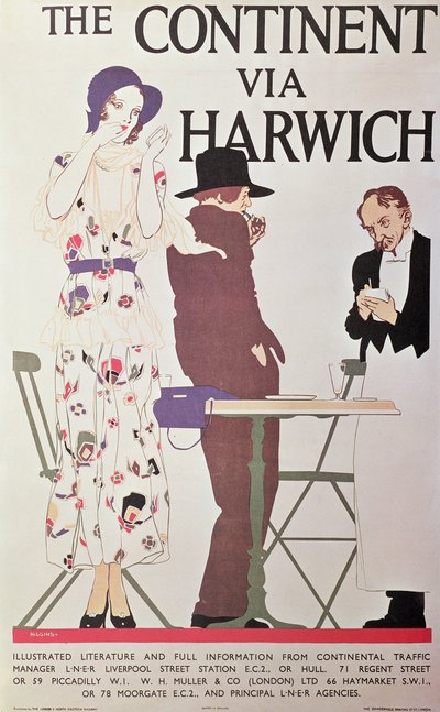 O Continente Via Harwich (cartaz) de Reginald Edward Higgins