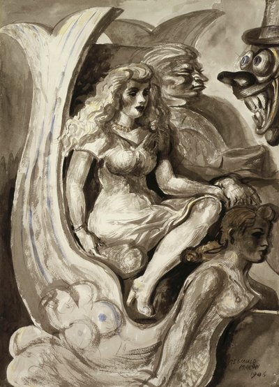 Cavaleiros num barco-túnel de sereia: Uma aguarela de dupla face de Reginald Marsh